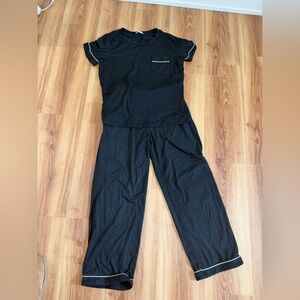 Black Pajama Set with White Trim